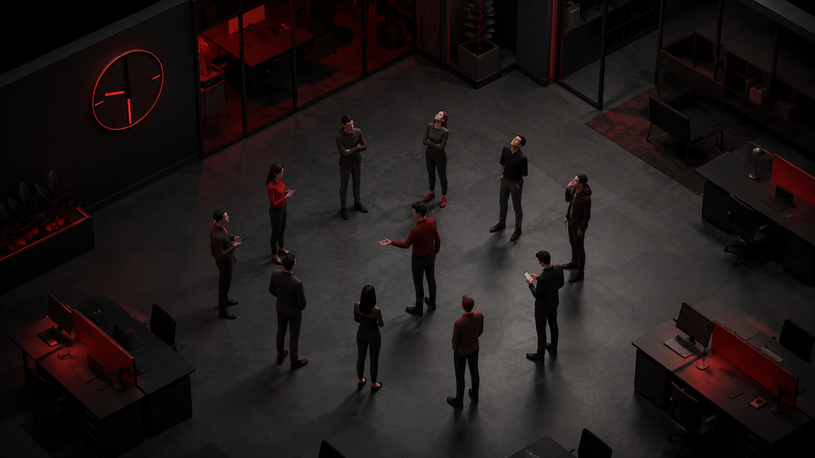daily standup broken team standing awkward performative meeting 9am engineering